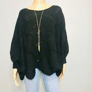 VICI Noemi Dolman Knit Scalloped Hem Cream Sweater